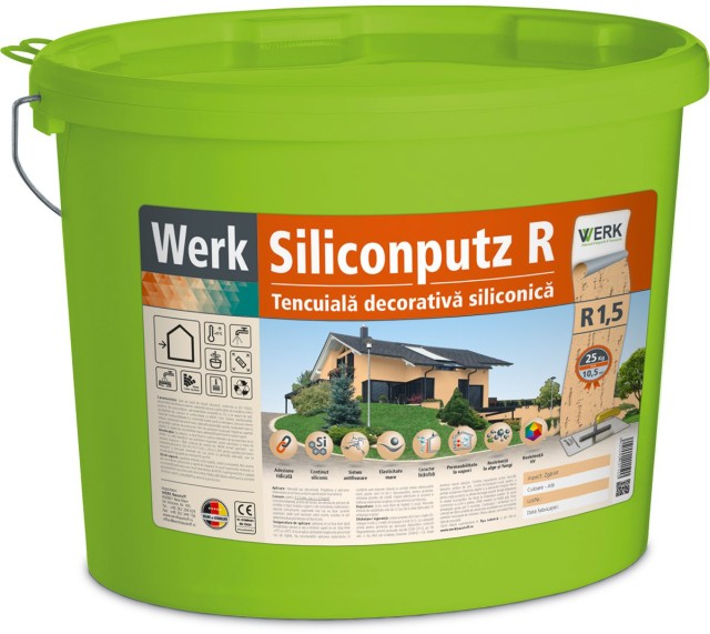 Siliconputz R1,5 Tencuială decorativă siliconică, 1,5mm, zgâriat, 25kg