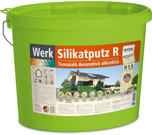 Silikatputz R1,5 Tencuială decorativă silicatică, 1,5mm, zgâriat, 25kg